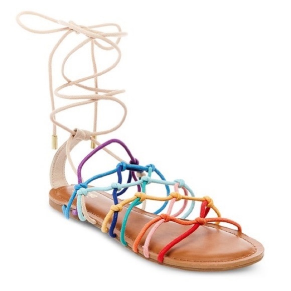multi coloured gladiator sandals